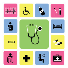 icons hospital set