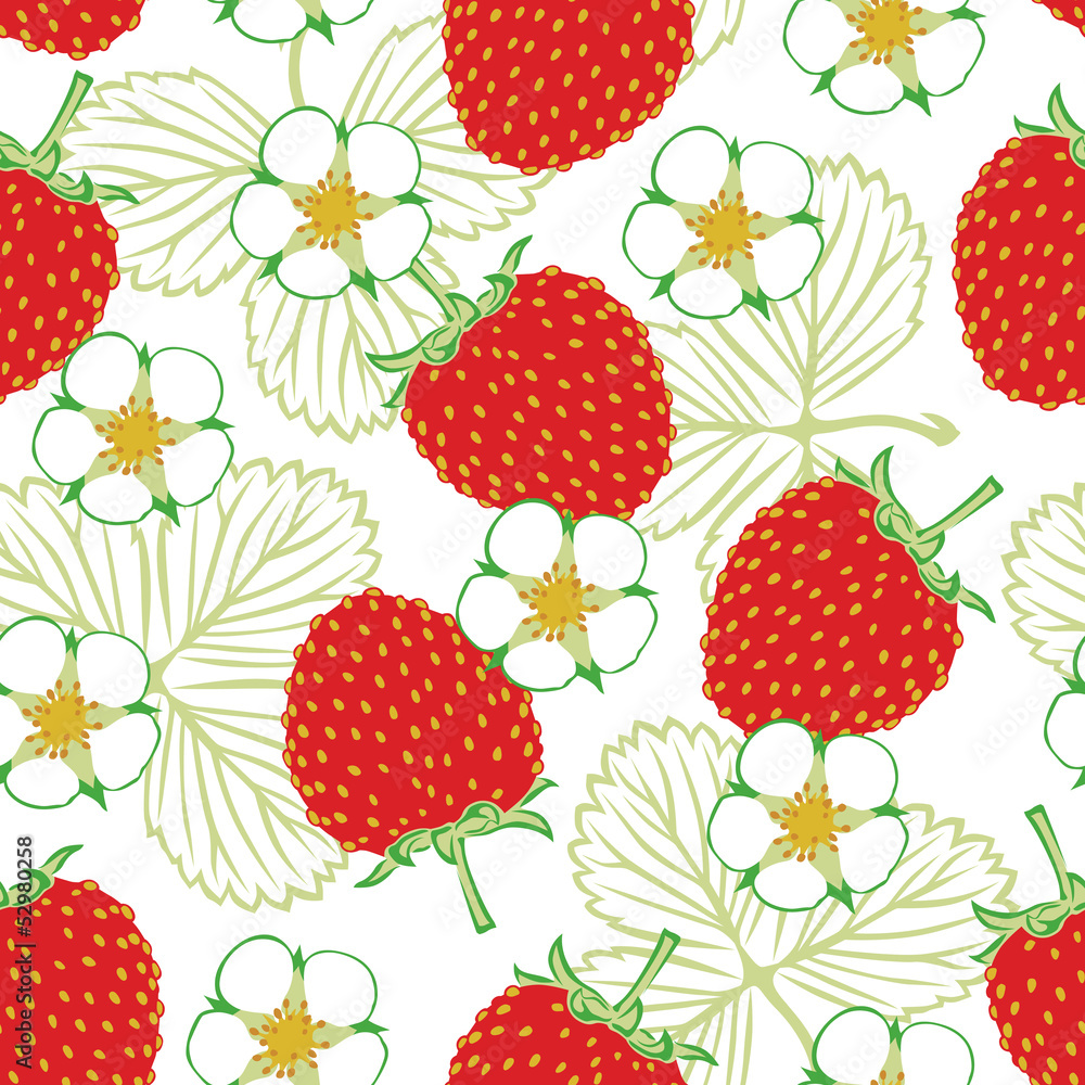 Canvas Prints Strawberries seamless pattern