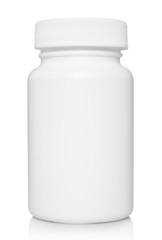 White medical container on white background .