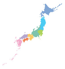 ドットの都道府県別日本地図