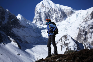 hiker in mountains