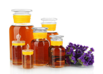 Medicine bottles isolated on white