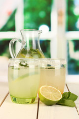 Citrus lemonade in pitcher and glasses
