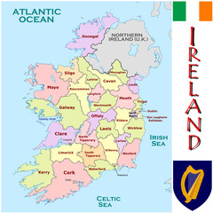 Ireland Europe emblem map symbol administrative divisions