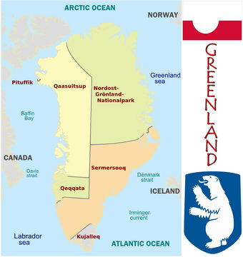 Greenland America emblem map symbol administrative divisions