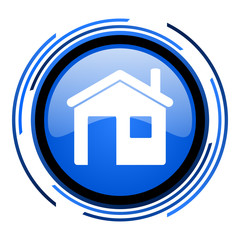 home circle blue glossy icon