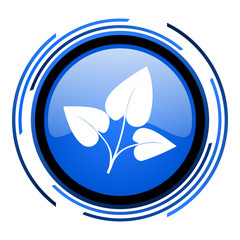 eco circle blue glossy icon