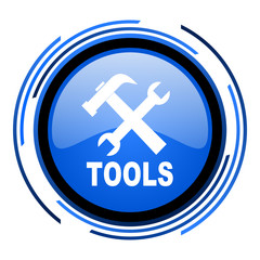 Fototapeta premium tools circle blue glossy icon