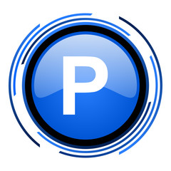 park circle blue glossy icon