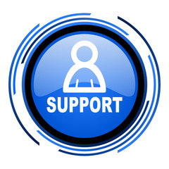 support circle blue glossy icon