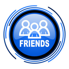 friends circle blue glossy icon