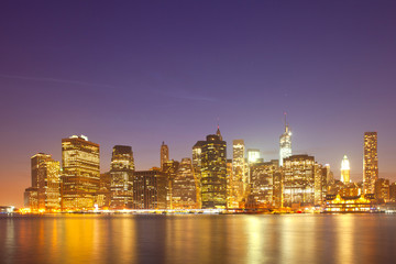 Fototapeta na wymiar New York City, USA colorful night skyline panorama