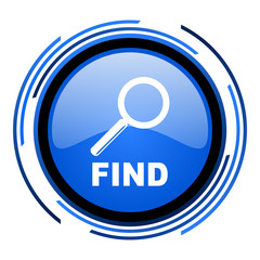 find circle blue glossy icon