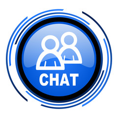 chat circle blue glossy icon