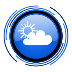 weather forecast circle blue glossy icon