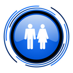couple circle blue glossy icon