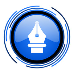 pen circle blue glossy icon