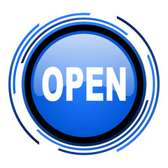 open circle blue glossy icon