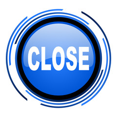 close circle blue glossy icon