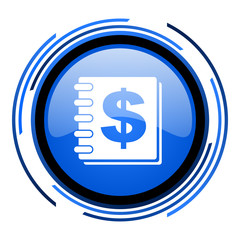 money circle blue glossy icon