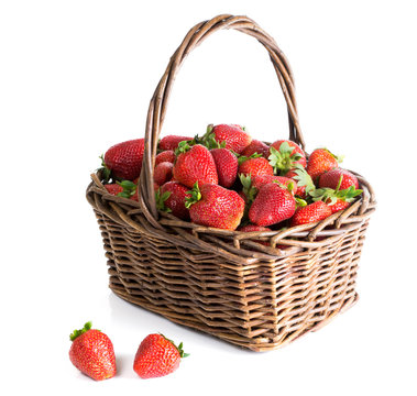 Basket With Strawberry On A White Background