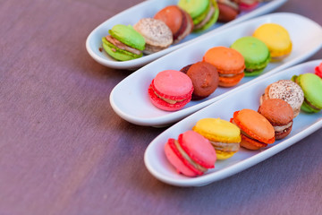 Colorful macaron on the plate