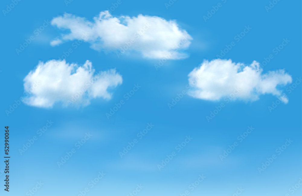 Aufkleber Blue sky with clouds. Vector background.