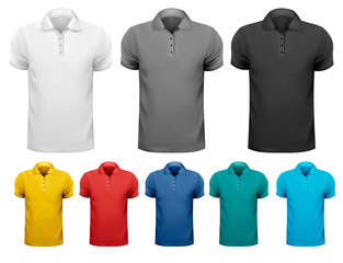 Black and white and color men t-shirts. Design template. Vector