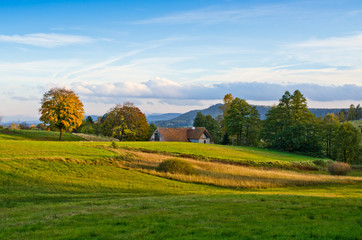 Scenery with house in the hills