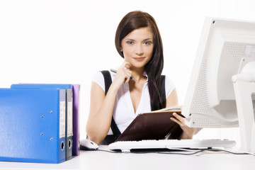 Young woman working with computer