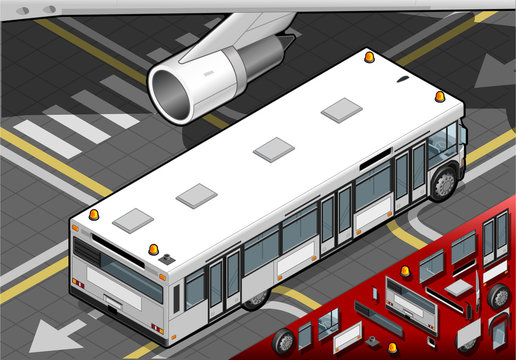 Isometric Airport Bus in Rear View