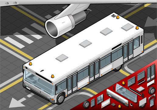 Isometric Airport Bus in Front View