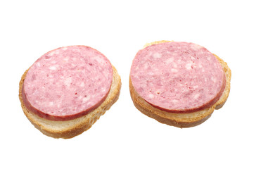 Two sandwiches with sausage