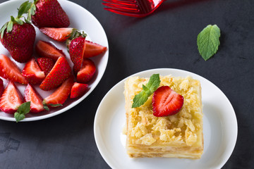 Mille-feuille puff pastry known as the Napoleon, vanilla  slice