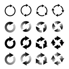 Rotating Arrows Set. Refresh, Reload, Recycle Sign. Vector Illus