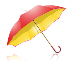 Желто-красный зонтик - obrazy, fototapety, plakaty