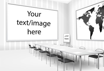 Vector illustration of empty meeting room or board room