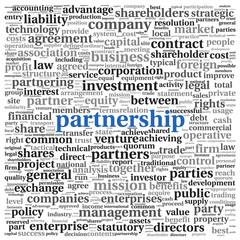 Partnership and business concept in tag cloud