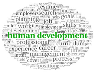 Human development concept in tag cloud