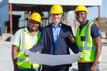 architect team on construction site