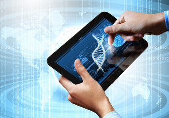 Dna strand On The Tablet Screen