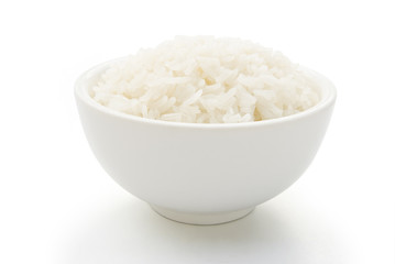 bowl full of rice on white with clipping path