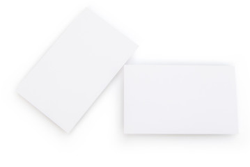blank business cards on white with clipping path