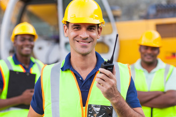 contractor with walkie-talkie