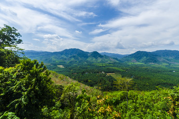 Mountains and plains in the southern provinces of Thailand