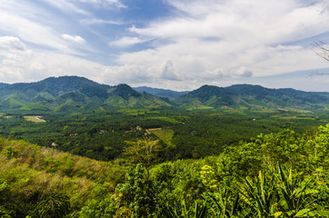 Landscape with forest and mountains in Thailand. tropics