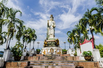 Fototapeta na wymiar Statue of the Buddhist goddess of mercy a monastery in Thailand