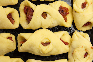 dough biscuits with jam