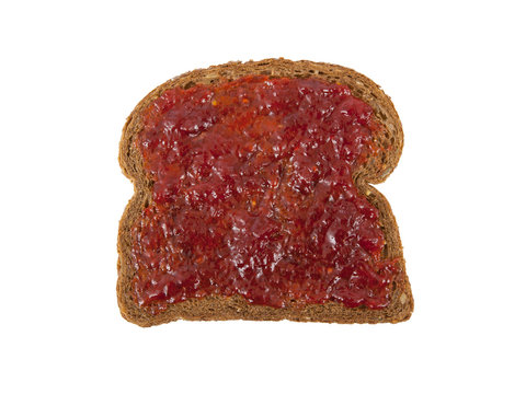 Slice of brown bread with jam