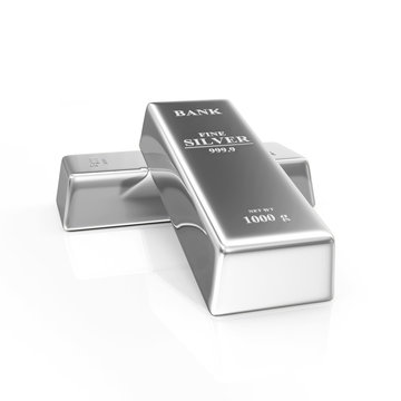 Two Silver Bars on white background